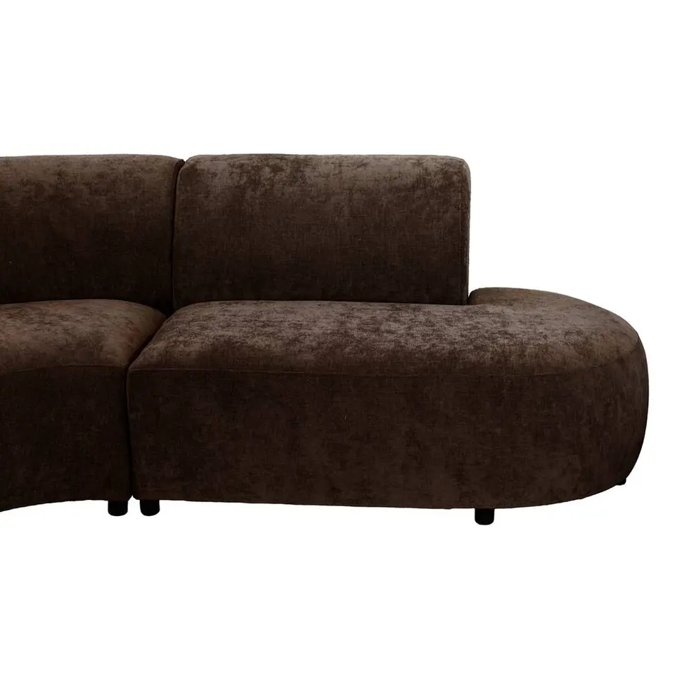 Hoekbank Luna rond - stof Rebel - bruin
