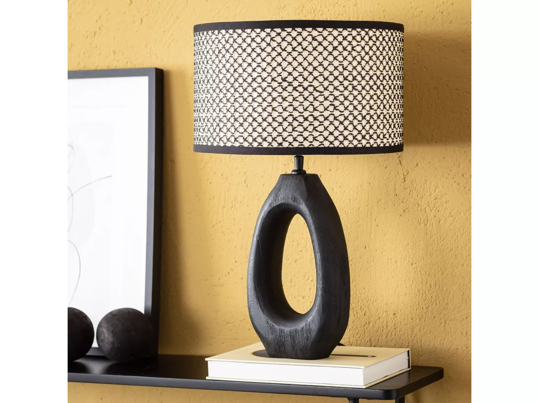 Lampe à Poser en bois Black Darshan ILUZZIA Naturel / Noir