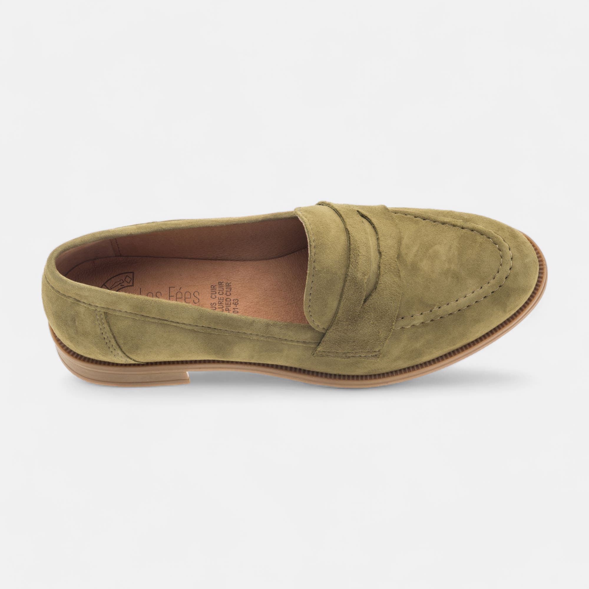 Mocassins Femme en cuir kaki