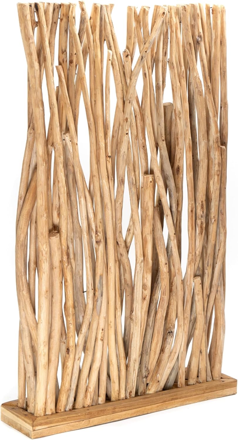 DESIGN DELIGHTS RAUMTEILER Tekea | Teakholz, 130x80 cm, Hellbraun | Äste Paravent, Wurzelholz Trennwand, Holz Sichtschutz, Treibholz Raumtrenner, Dekoobjekt