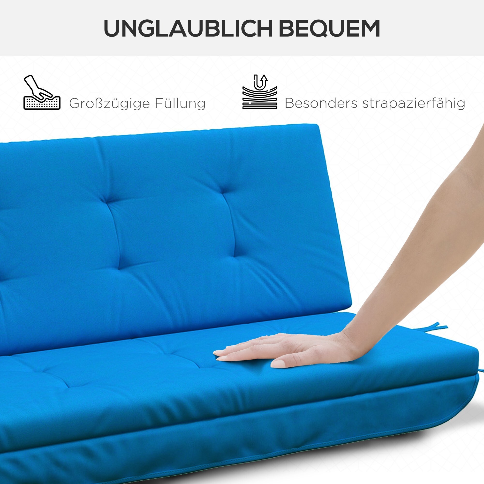 Outsunny Sitzkissen mit 6 Bändern 170L x 100B x 8H cm