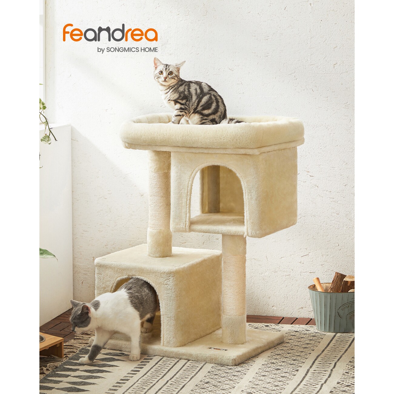 FEANDREA Kratzbaum 84cm große Plattform beige