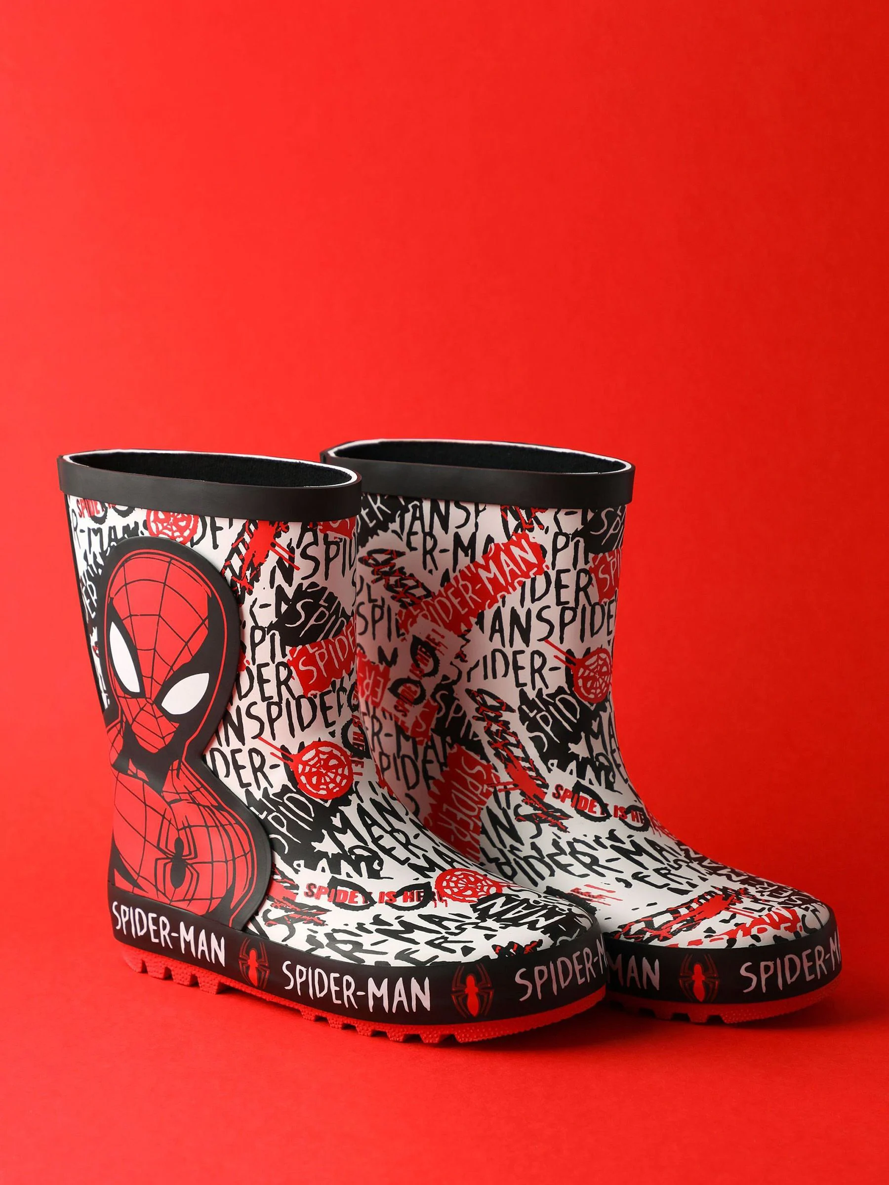 Vanilla Underground Spiderman Boys Wellies with Handles