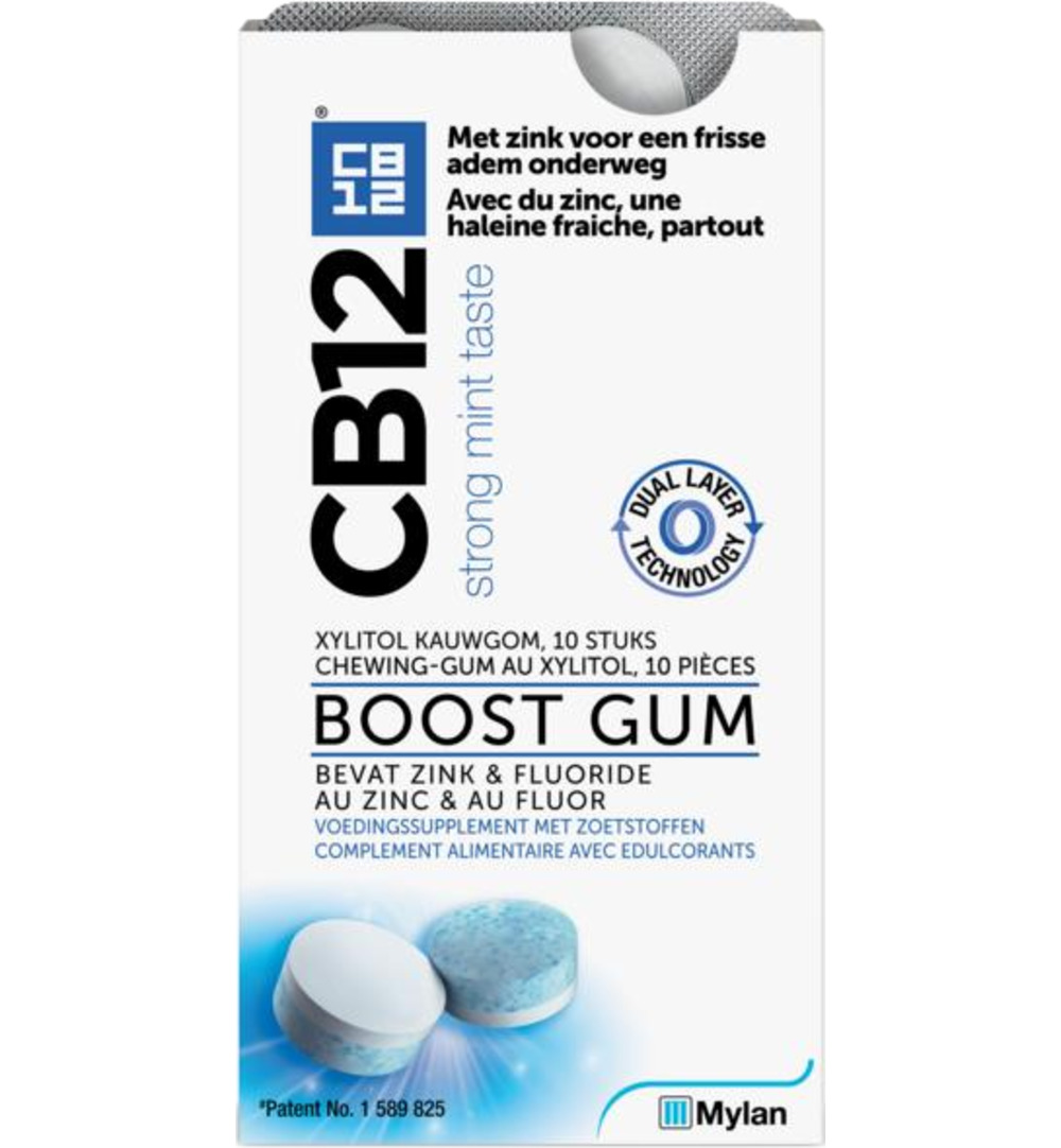 Cb12 Mondverzorging boost kauwgom strong mint (10 stuks)