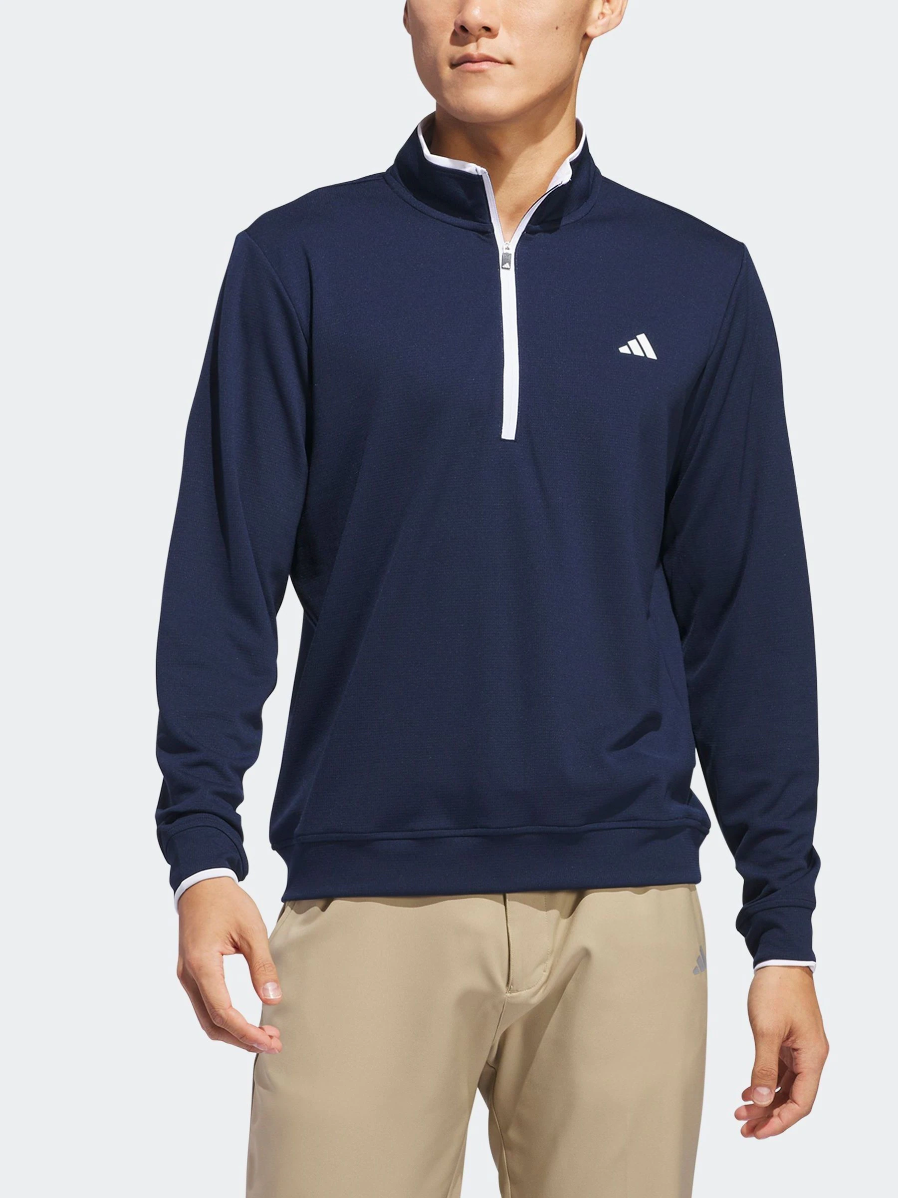 Marineblauw - adidas Golf, lichtgewicht top met kwartrits