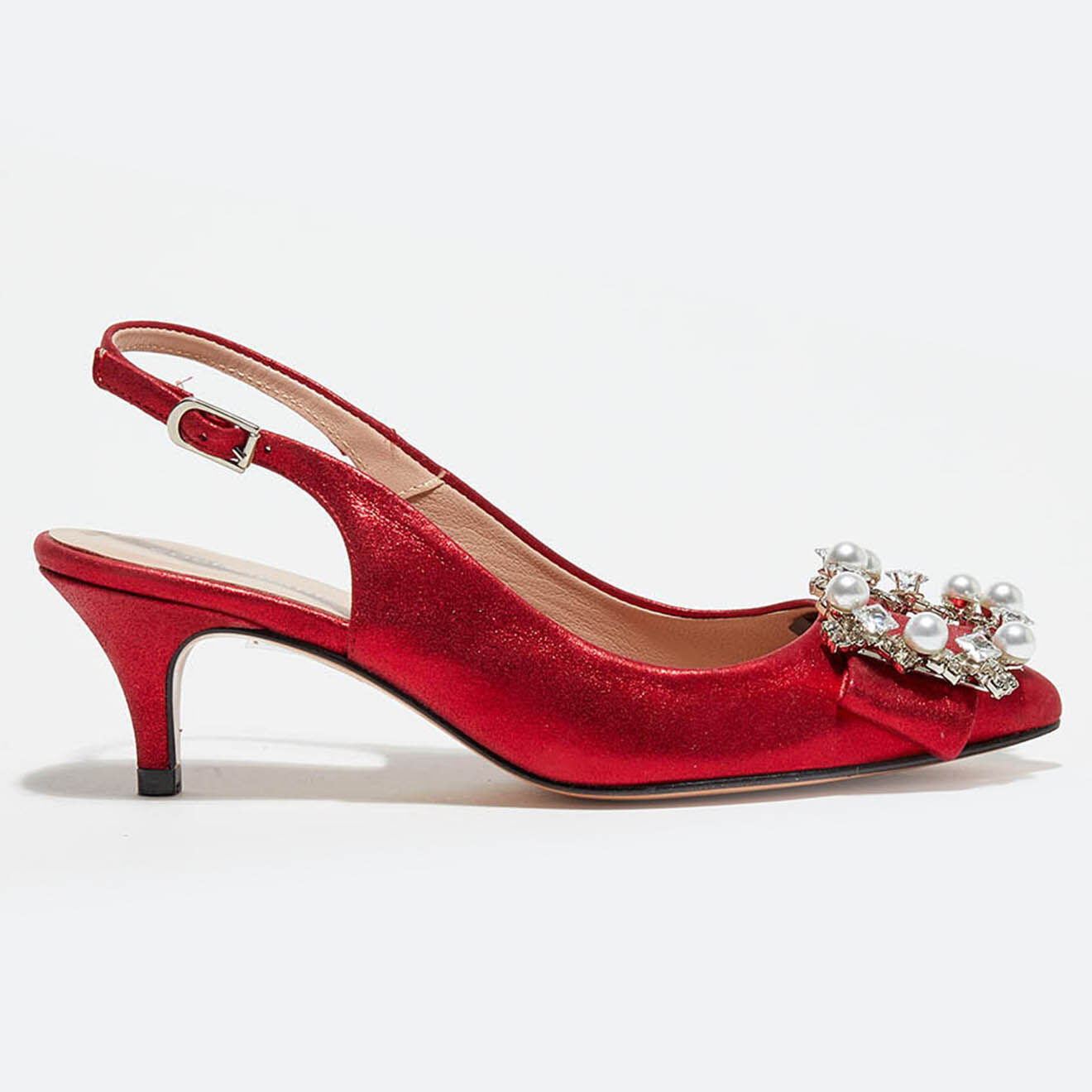 Cosmoparis Slingbacks en Cuir métallisé  Milia rouges - Talon 6 cm
