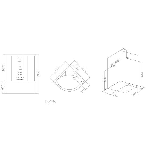 Badstuber TR25 complete douchecabine met bad 130x130x228cm