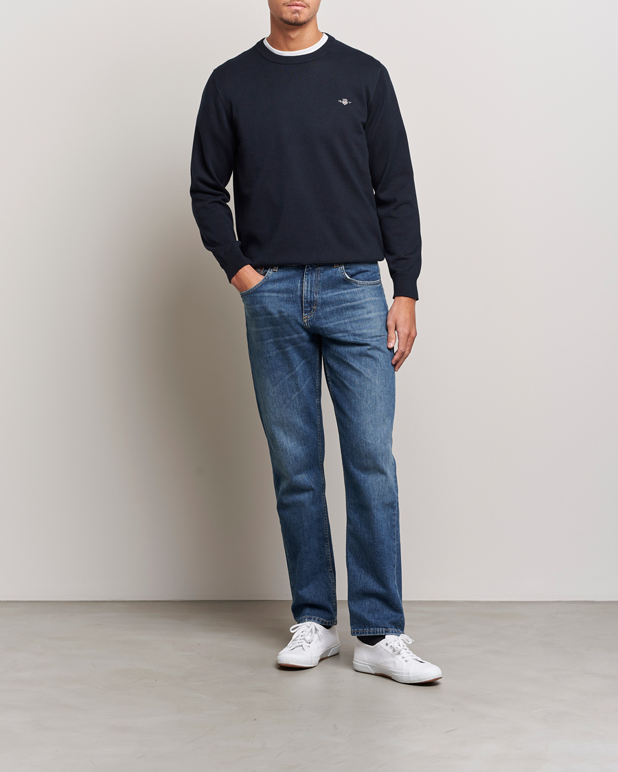 GANT Classic Cotton Crew Neck Evening Blue