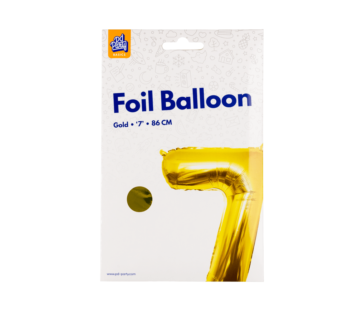 7 Jaar Cijfer Ballon Goud Leeg 86cm