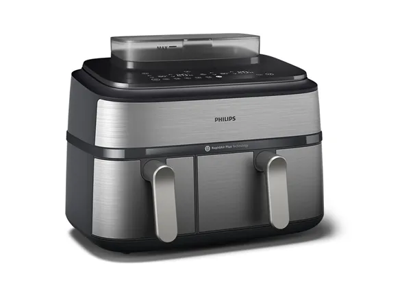 Philips Series 5000 NA555 - Dobbelt varmluftssteger - 9 liter - 2.75 kW - sølv