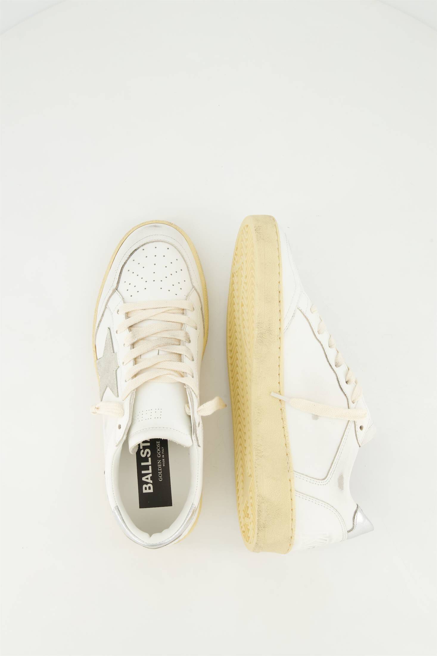 Golden Goose| Damen Sneaker BALLSTAR mit Raulederstern und Metallic-Leder