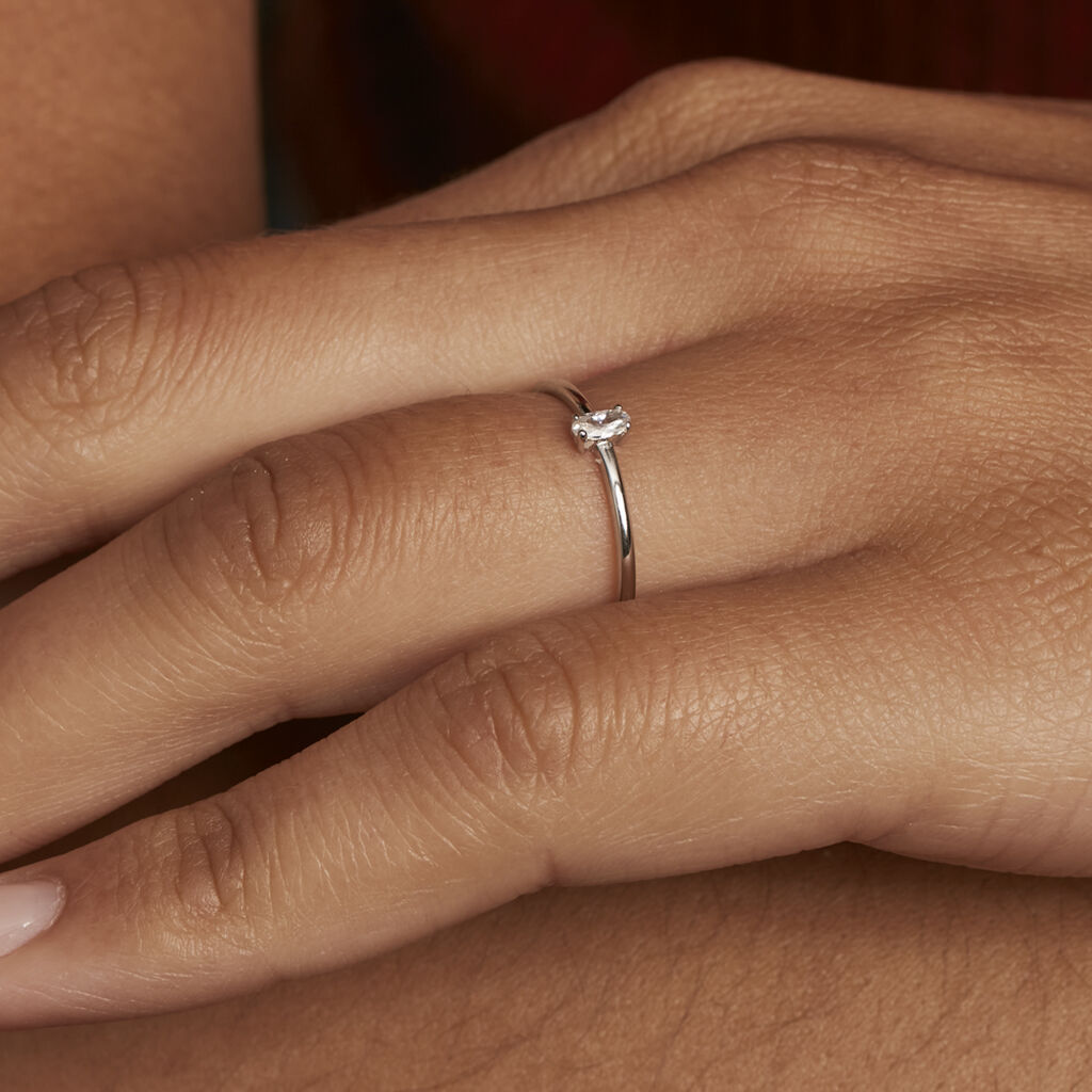 Bague Solitaire Djime Argent Blanc Oxyde De Zirconium