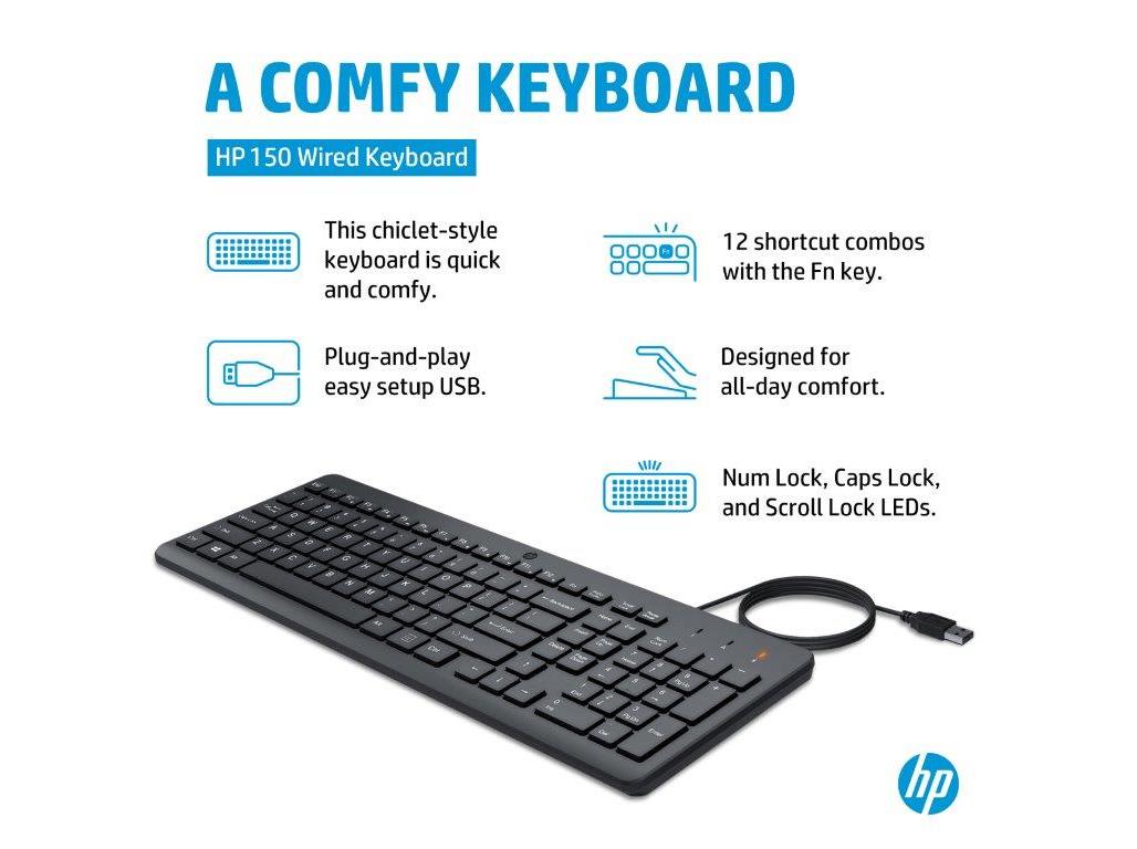 TECLADOS COM FIO HP 150 664R5AA#AB9