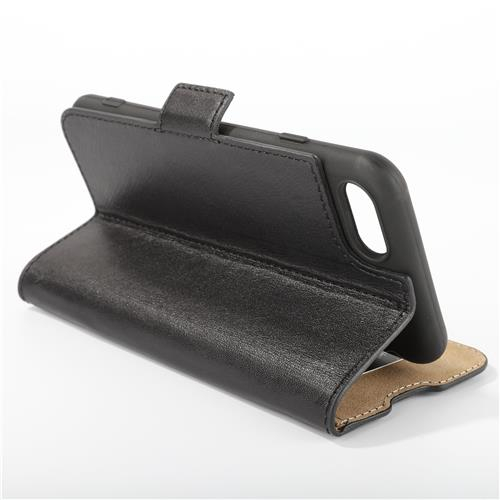 iPhone 16e Echtleder Tasche Flip Cover Hand Made (FABIOIPSE4-01) - Schwarz