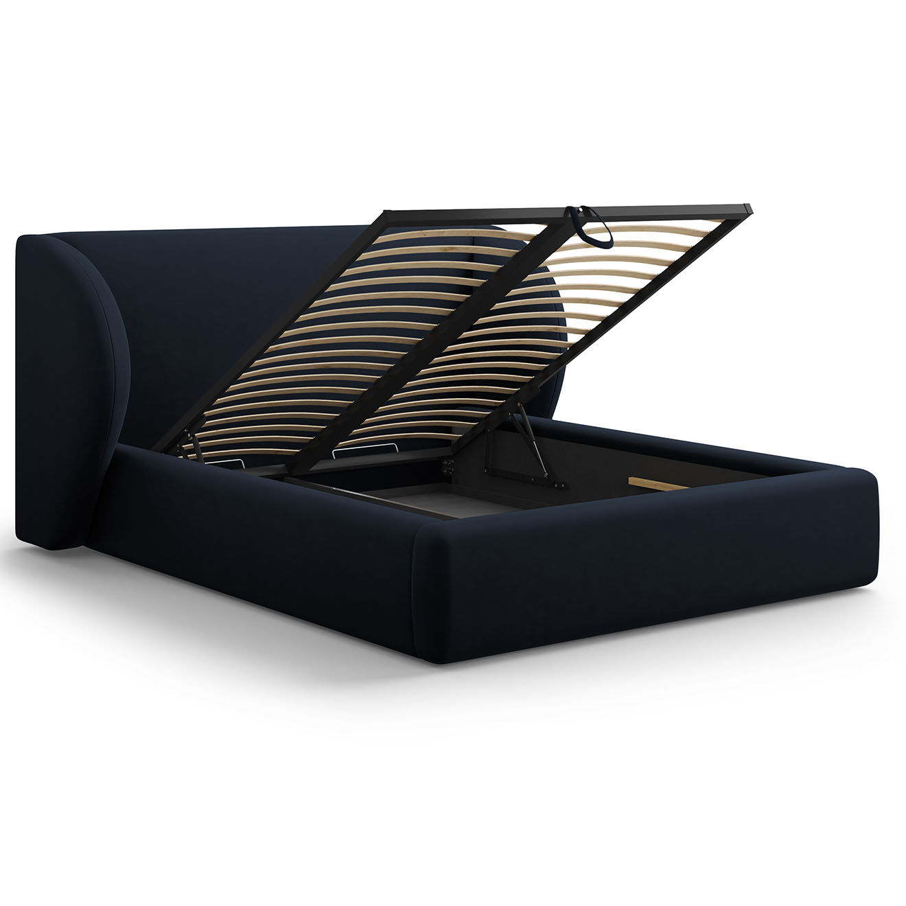 Micadoni Lit Coffre en Velours avec Tête de Lit Miley bleu foncé - 230x227x100 cm