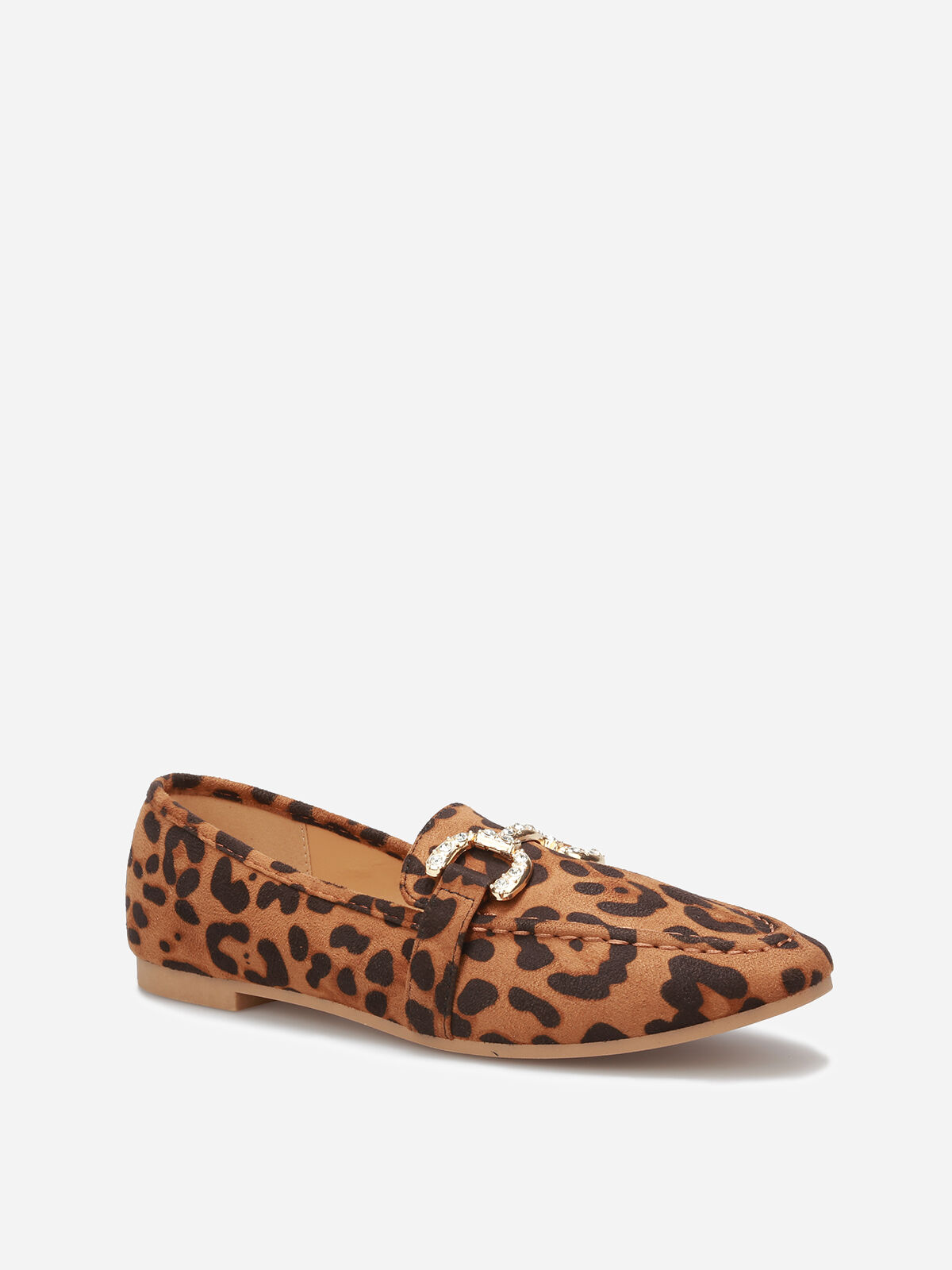 Mocassins à strass et motif- Marron