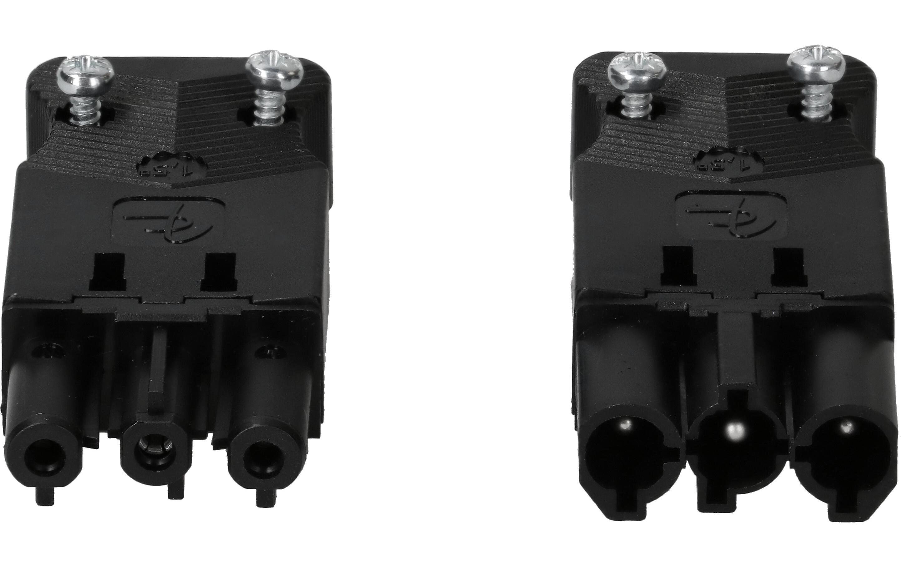 Set Stecker und Kupplung AC 166 flach, 3-poligSet aus AC 166 Stecker und AC 166 Kupplung, flach
