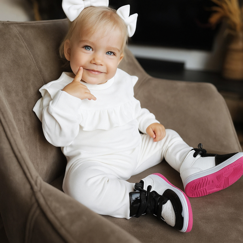 Velvet ruffled set - wit