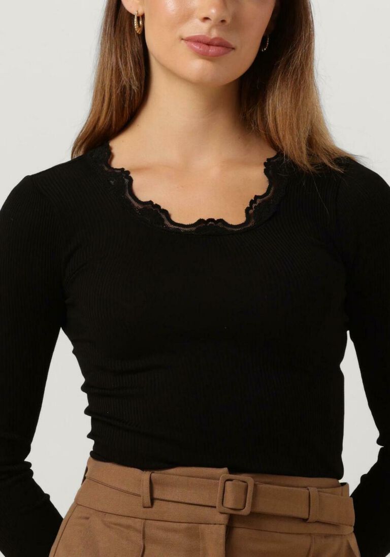 zwarte rosemunde top babette silk t-shirt lace