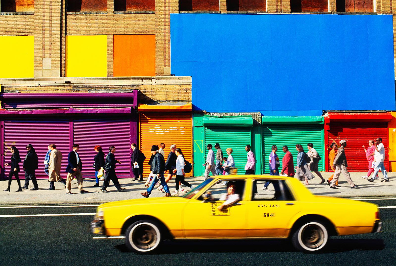 Taxi And Color Doors NYC by Mitchell Funk - Limited Edition. Edition of: 150. Signed.