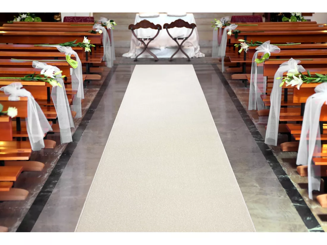 Tapis de couloir KARMEL plaine, une couleur blanc 80x500 cm