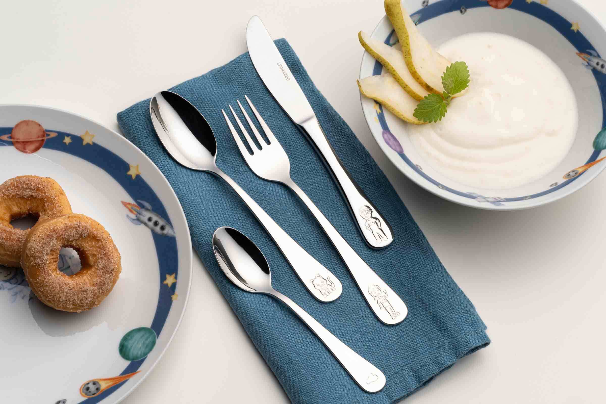 Leonardo Kindergeschirr Set mit Besteck BAMBINI AVVENTURA