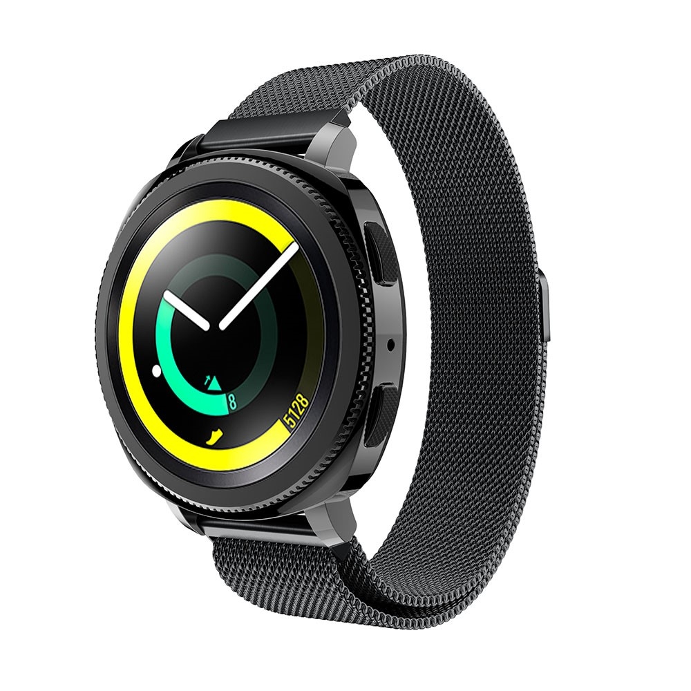 Samsung Galaxy Watch 42mm / Watch Active 2 / Watch Active / Gear Sport Edelstahl Magnet Armband Milanaise - Schwarz