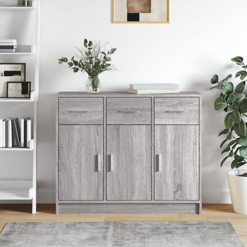 vidaXL - Dressoir - Grijs - Bewerkte Hout - 91x28x75 cm