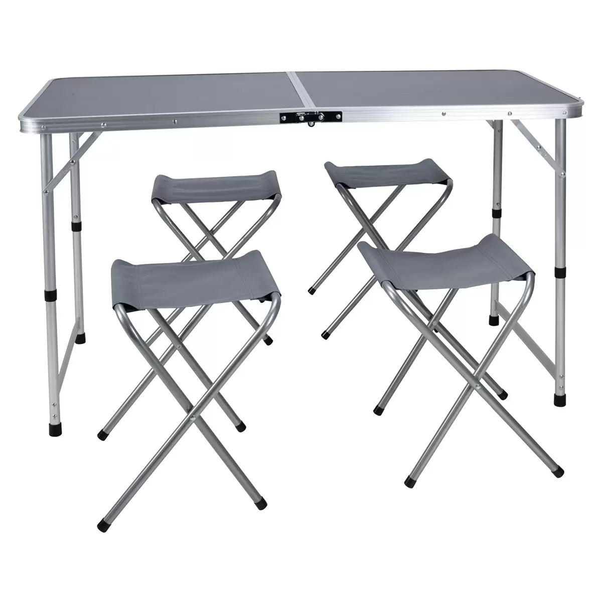 Camping Set Tisch mit 4 Stühlen grau,silber
