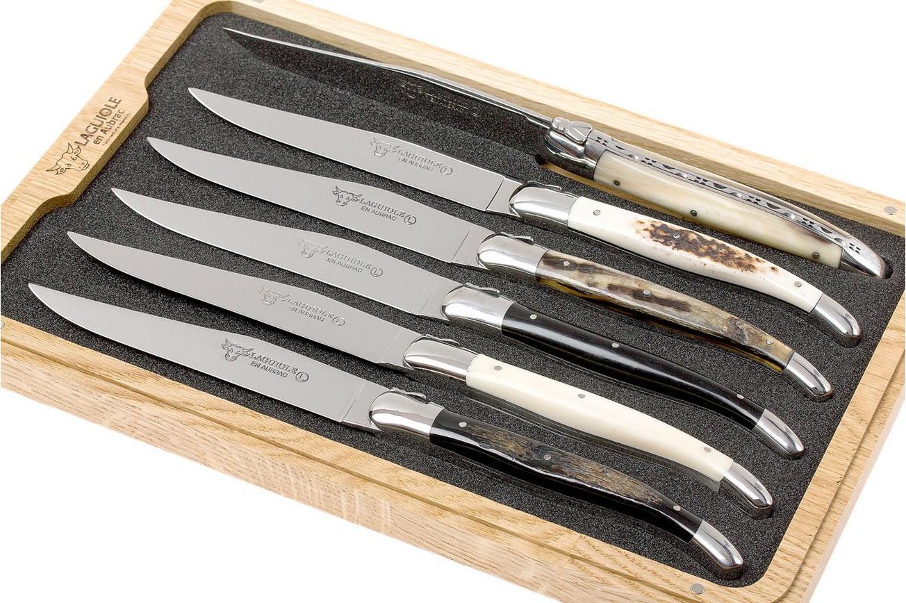 Laguiole en Aubrac steakmessenset 6-delig gemengd hoorn, 62C99CKI