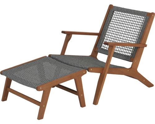 Tuinstoel acamp Bankgkok 140 x 66 x 72 mm hout grijs