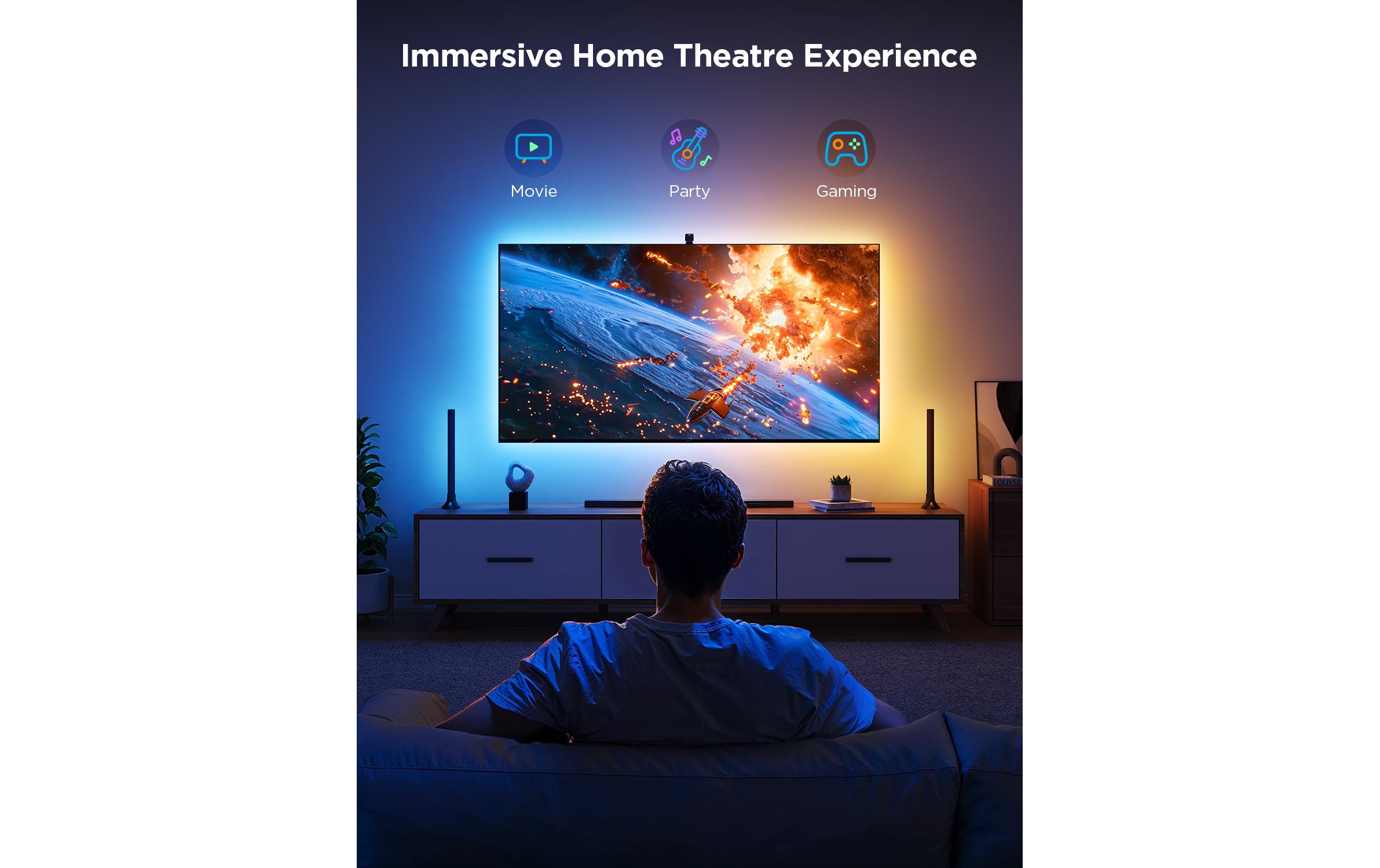 Lichtbalken Backlight Kit 2, T3 Cam, RGBIC, WiFi + BT<br>Smarte TV- Hintergrundbeleuchtung