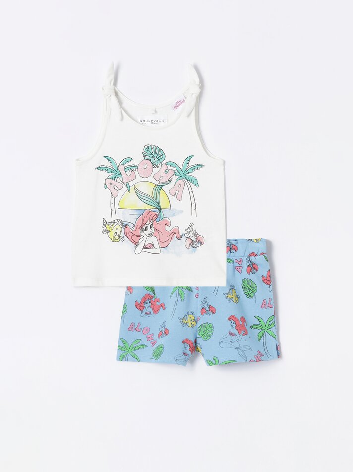 Conjunto de regata e shorts da Pequena Sereia ©DS - Off-White