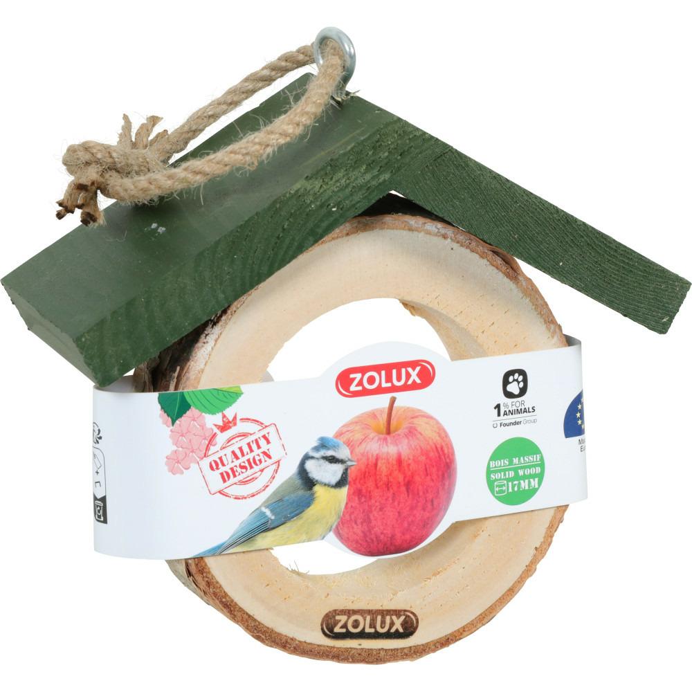 Support pour pomme en bois massif pour oiseaux