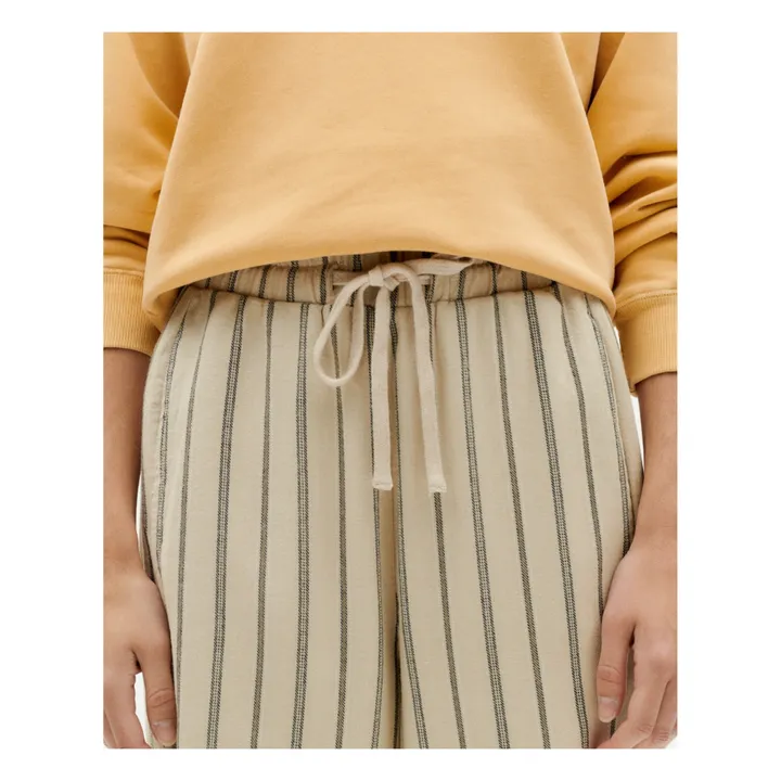 Thinking Mu Pantalon Esther Rayures Coton Bio | Beige