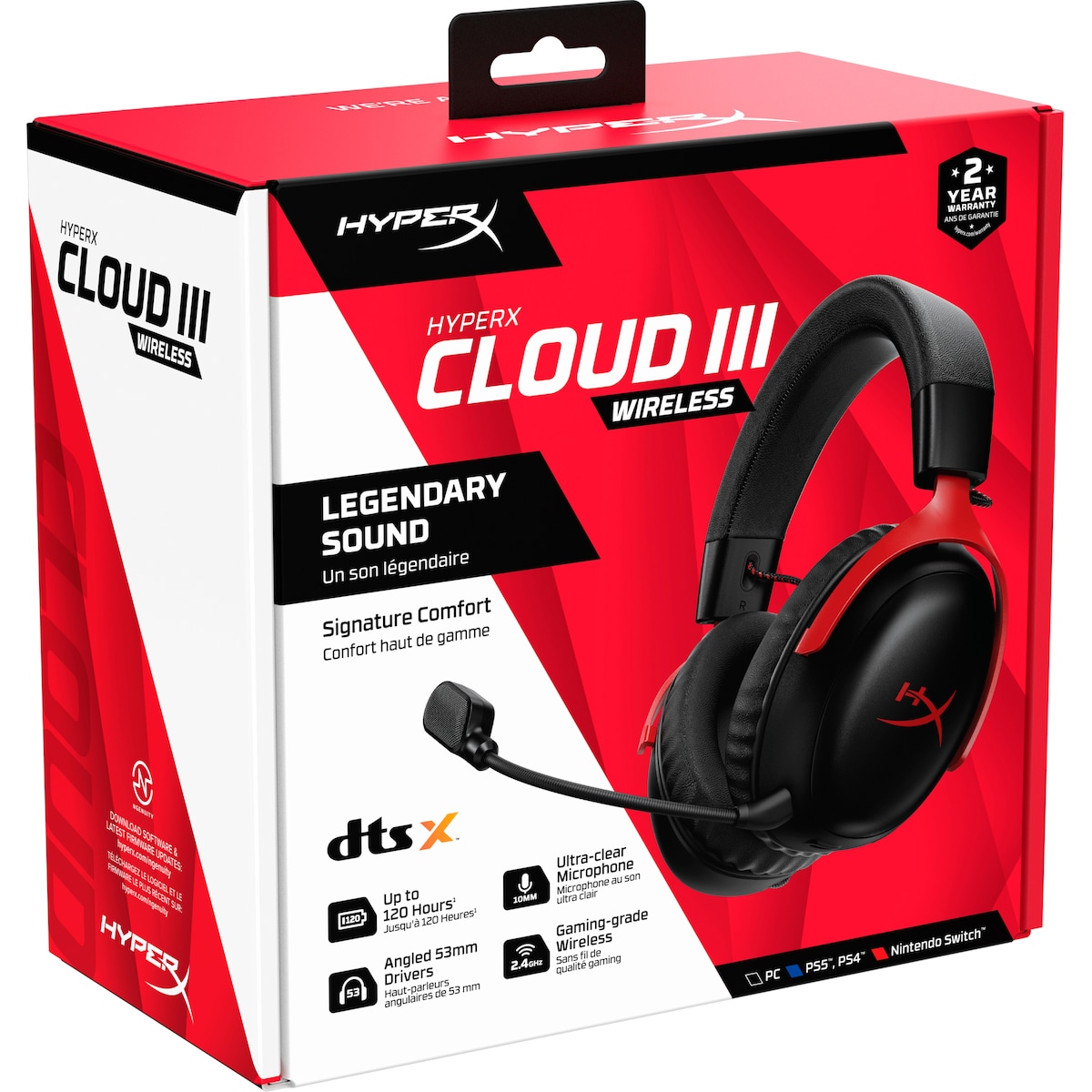 HyperX Cloud III Wireless gaming headset (sort/rød)