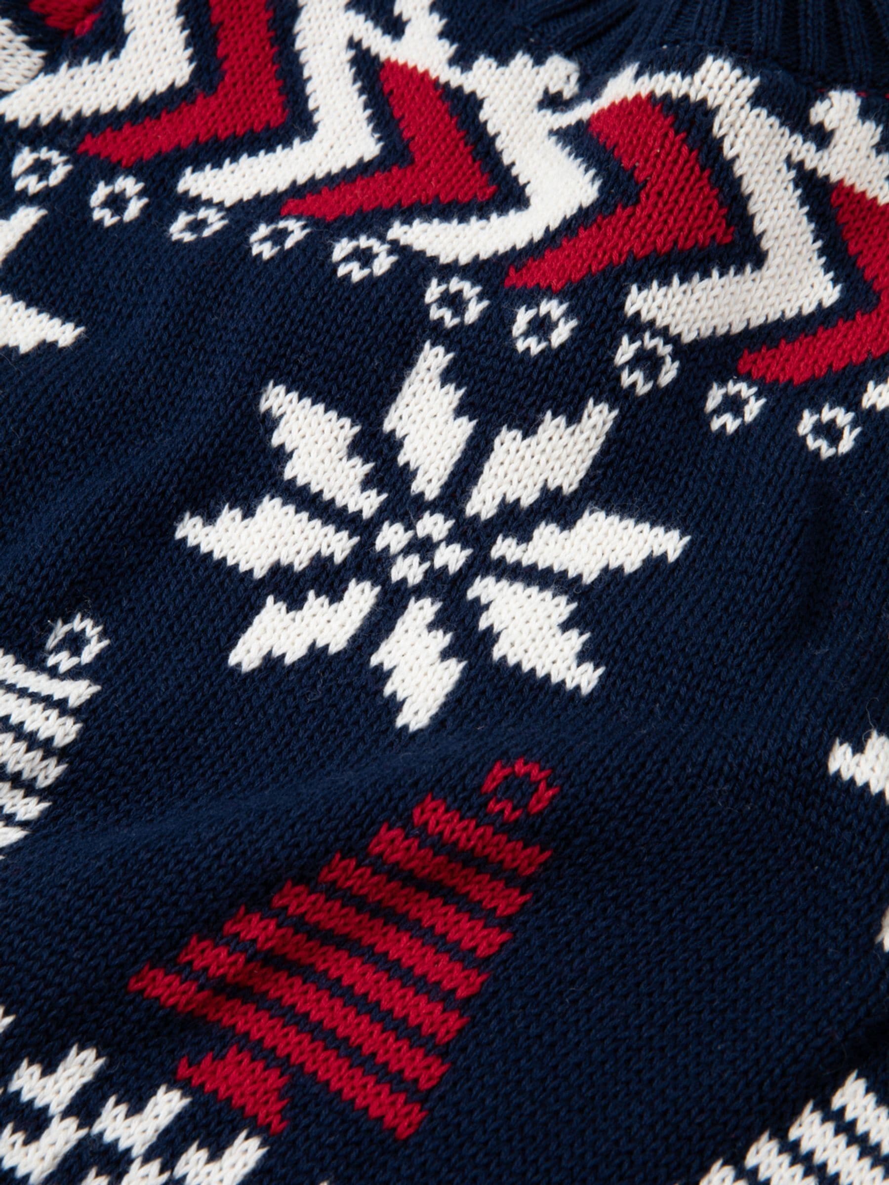 The Little Tailor Kinder Blauwe Kerstmis Veelkleurige Fairisle Katoenen Trui