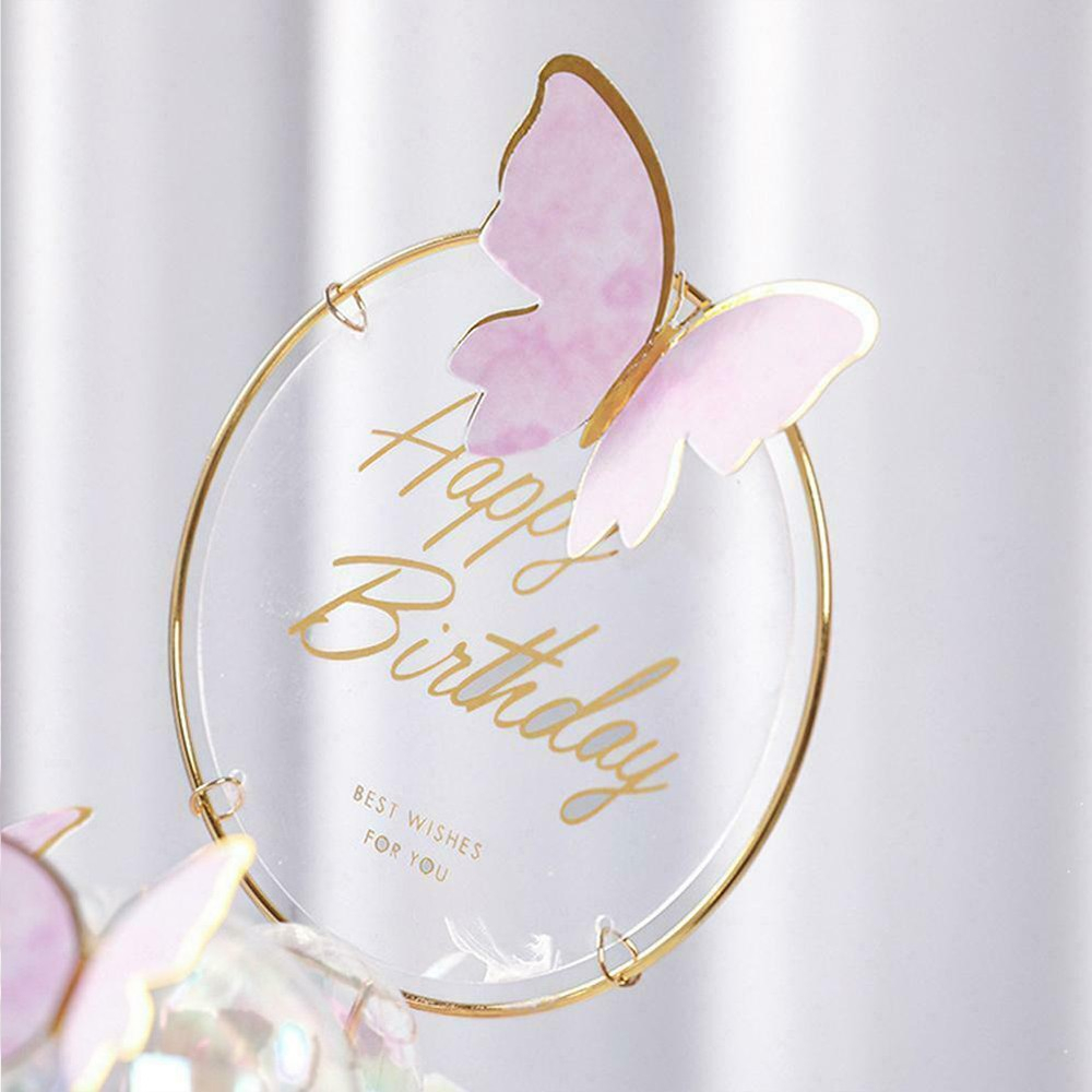 (10-tlg. Set) Kuchenstecker Schmetterling Tortenstecker Topper Dekoration für Torten / Kuchen - Rosa / Gold / Style 2