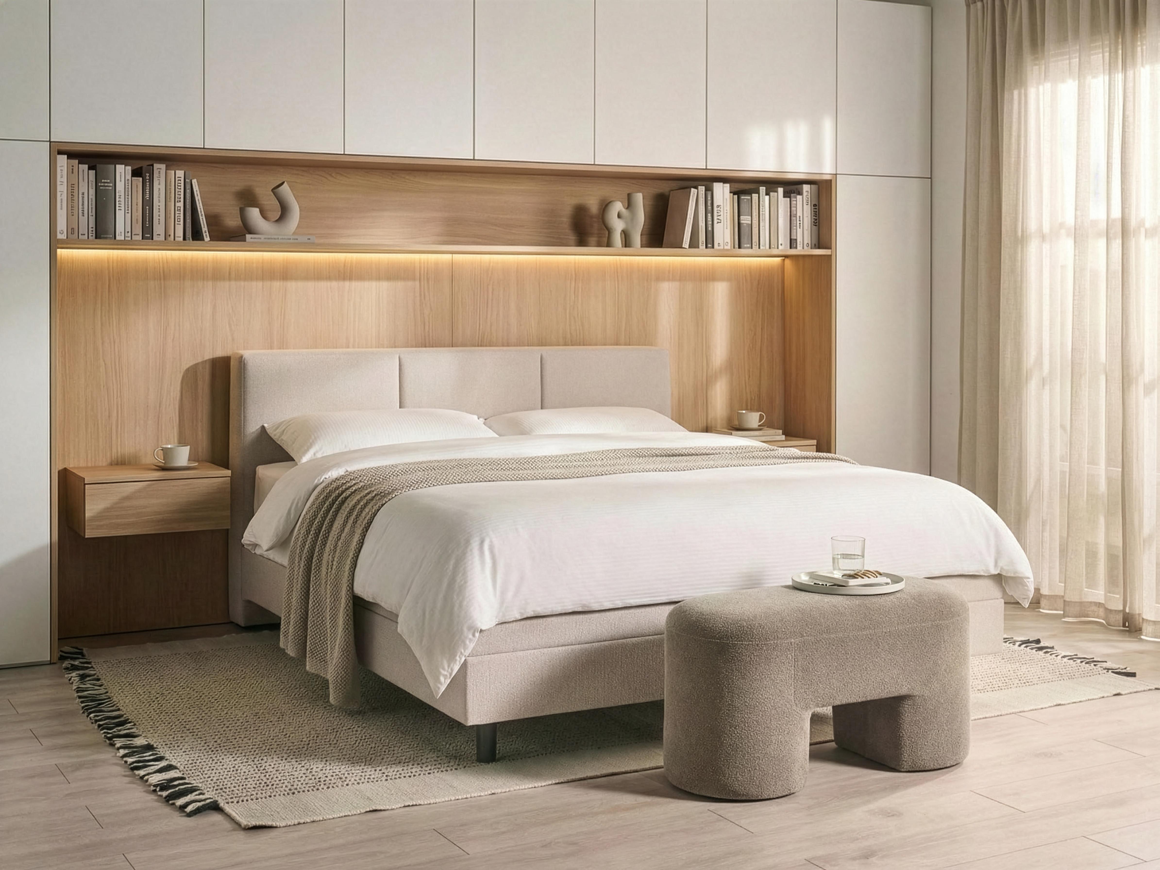 Verstelbaar bed Stof VICEROY 180 x 200 cm Lichtbeige