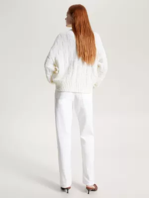 Cardigã oversized com decote em V e textura tonal