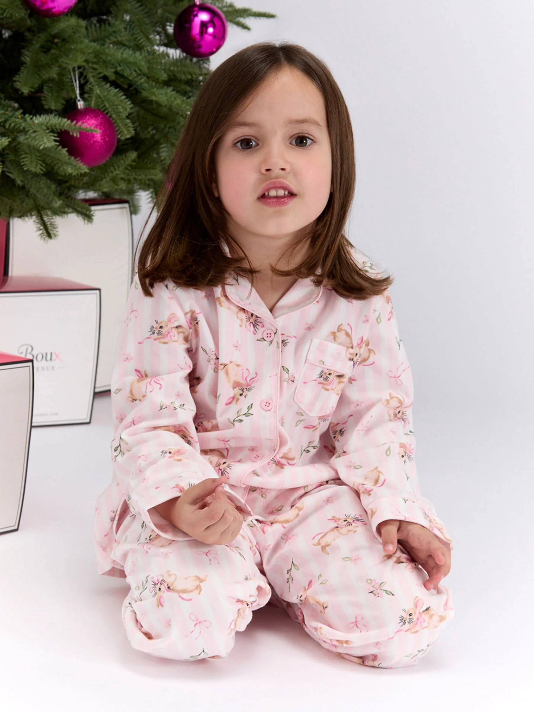 Roze - Boux Avenue Matching Stripe Christmas Pyjamas in a Bag