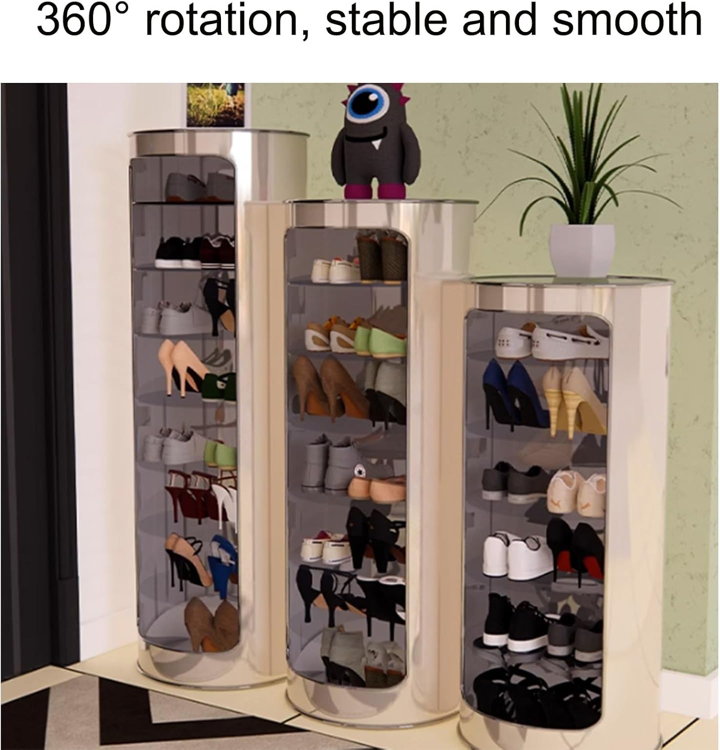 Schuhschrank, Rotierendes Schuhregal 360° Original, Freistehender Rotierender Schuhständer Aus Metall, Vertikales Schuhregal für Die Aufbewahrung Kleiner Räume, Einfach Und Modern ( Color : White , Si