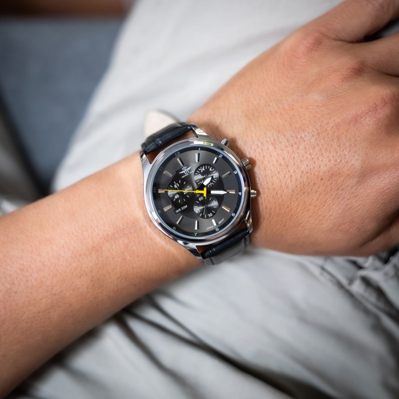 Montre Homme M. JOHN bracelet Cuir Noir