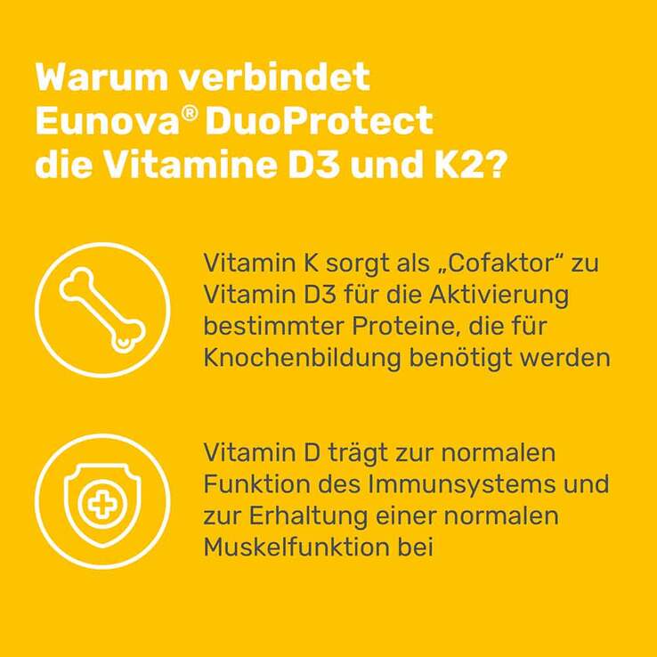 Eunova Duoprotect D3 + K2 1000 I.E. / 80 µg Kapseln, 90 St