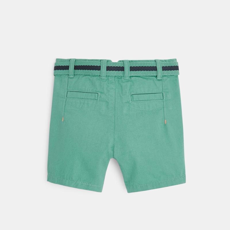 Short toile et ceinture rayée vert bébé garçon Vert