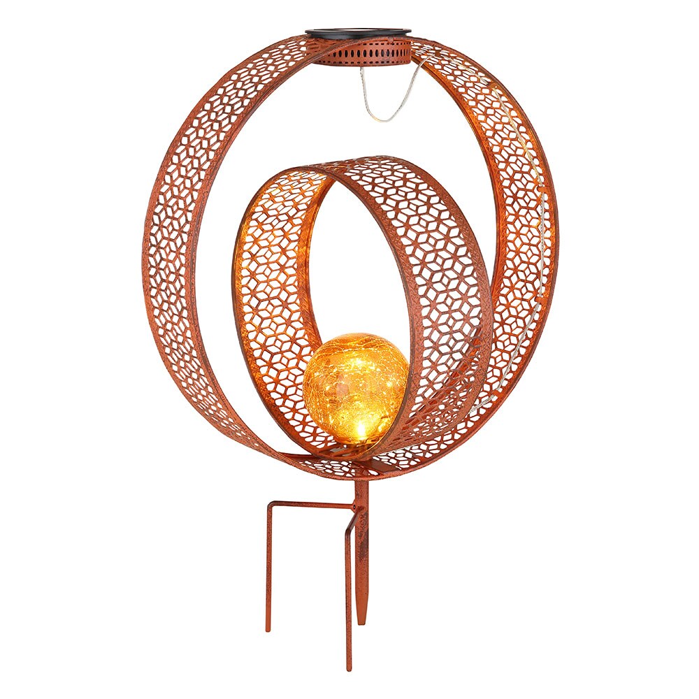 LED Solarleuchte, Erdspieß, Crackle-Glas, rost, H 42 cm