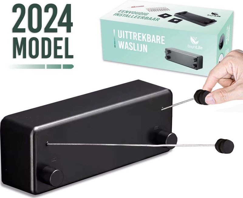 BrightLife - Uittrekbare Waslijn - Staalgevlochten - 2x 4,2 meter - Binnen en Buiten - Robuust RVS
