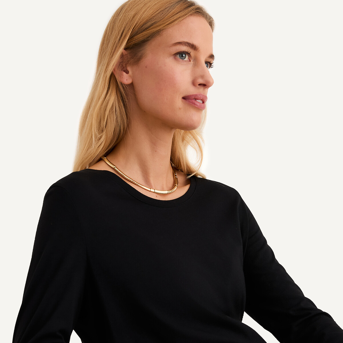ANNE WEYBURN<br>Camiseta com gola redonda e mangas compridas