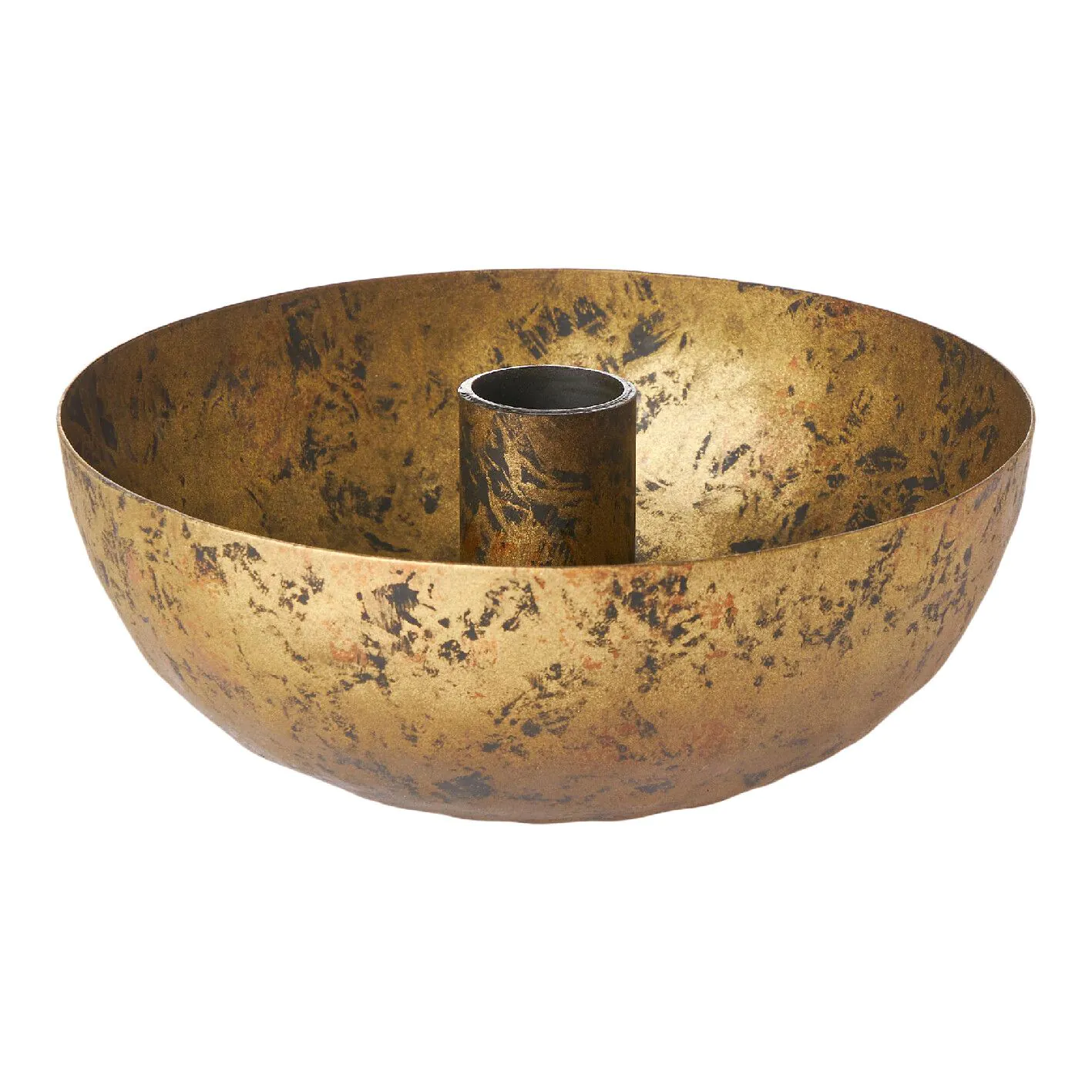 Kerzenständer für Stabkerzen mit Schale, antik/bronze