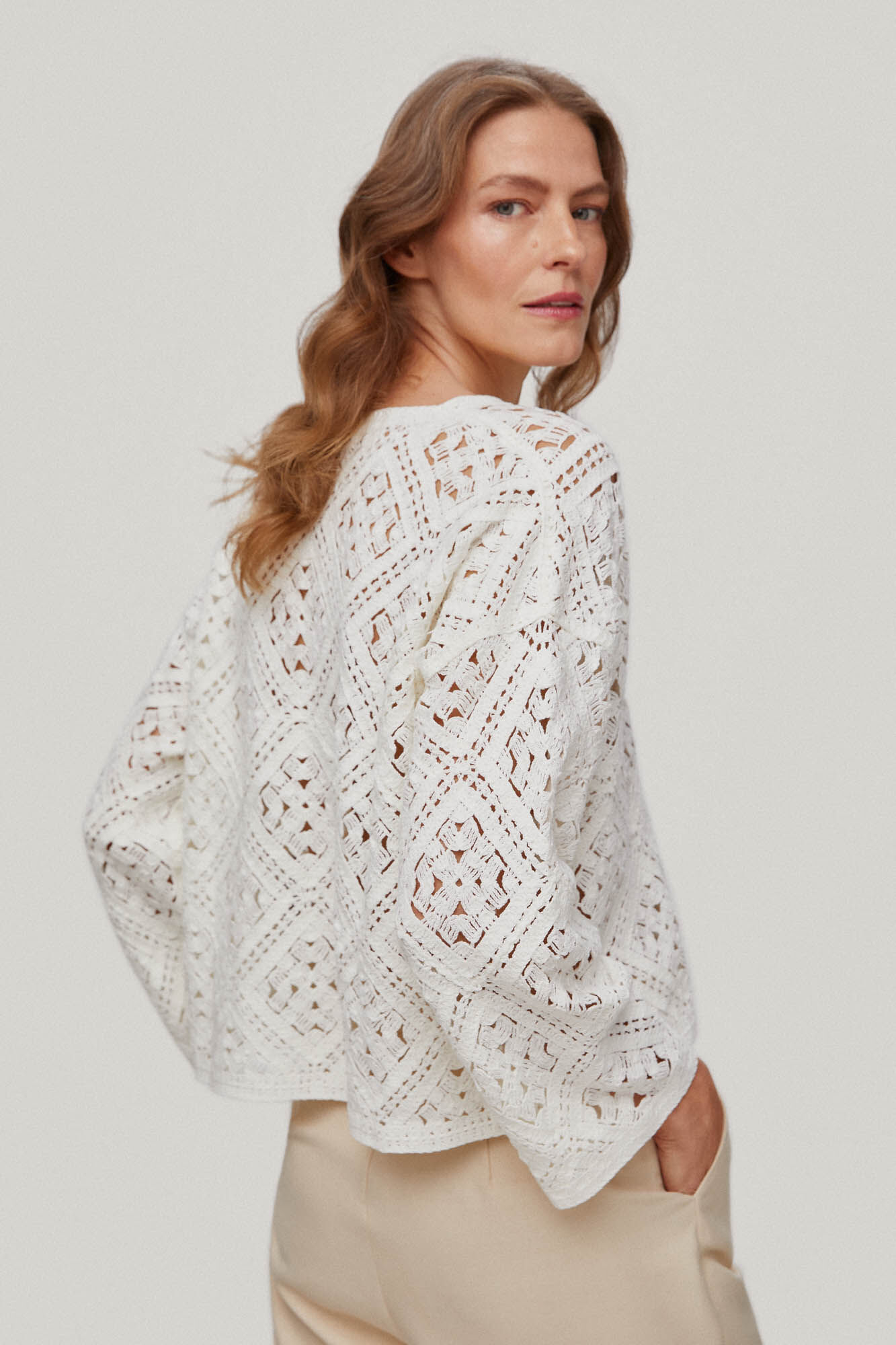 Jersey de crochê oversized - Crudo